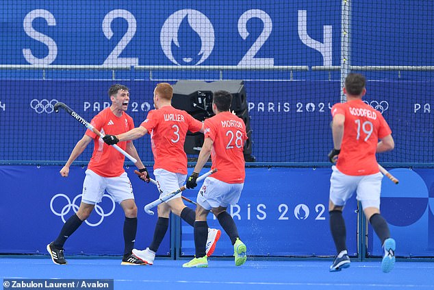 Nick Park (left) scored a 30-yard solo wonder goal as Team GB beat Spain 4-0 in their opening match