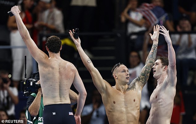 The U.S. men's 4x100m freestyle relay team won the country's first gold medal in Paris