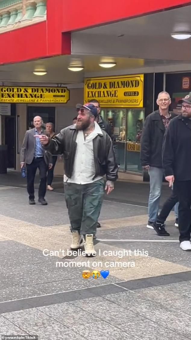 American singer Teddy Swims, 31, (pictured) is currently on his I've Tried Everything But Therapy tour across Australia and the pop star provided an unexpected surprise for fans in Brisbane by wowing locals with an impromptu live performance