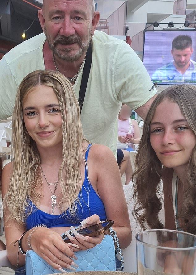 Sisters Tazmin (left) and Kyla (right) suffered similar medical fates within weeks of each other, according to their father Mark (pictured with them).