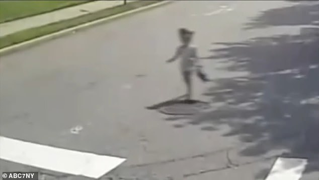 Dashcam footage captured the moment a four-year-old ran through the middle of a busy street in Staten Island, New York.