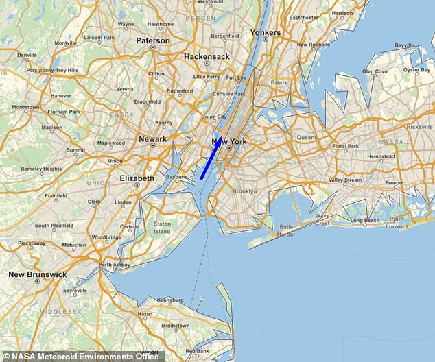 Astronomer and head of NASA's Meteoroid Environments Office Bill Cooke said the daylight fireball was first spotted at 11:17 a.m. local time near Greenville Yard, a freight rail station at the Port of New York and New Jersey, 