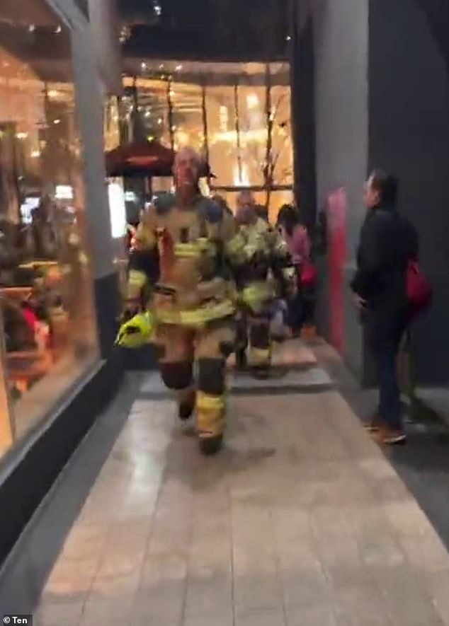 Pictured: Firefighters at The Como Centre in South Yarra, where the show is filmed