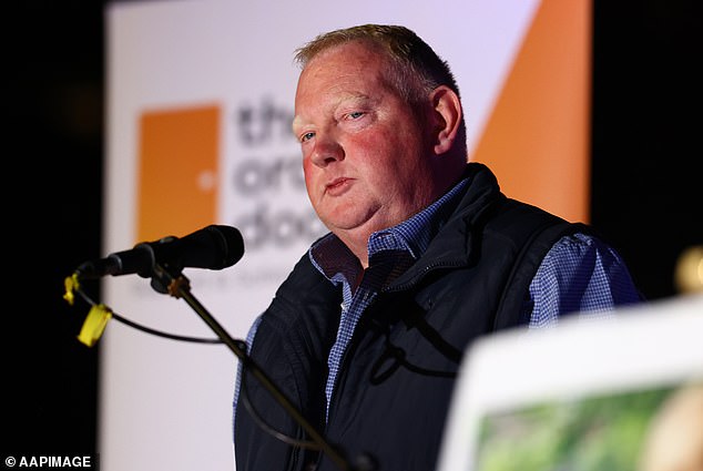 Samantha Murphy's husband, Mick Murphy, at a protest against male violence