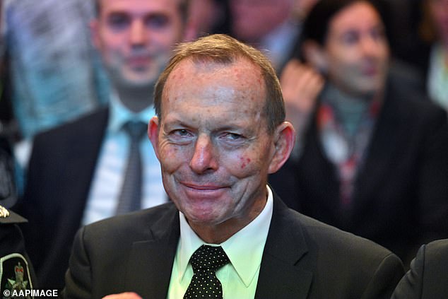 Tony Abbott is pictured at the MH17 memorial service at Parliament House on Wednesday