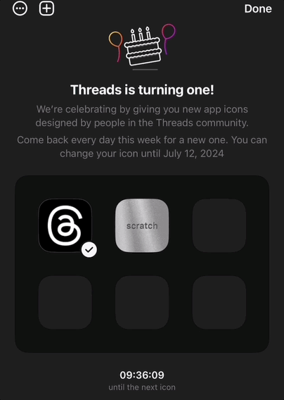 Unlock new Threads app icons in the app.