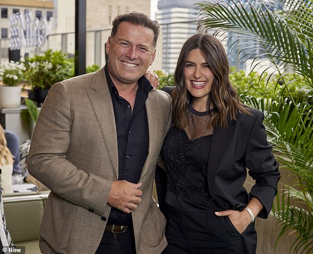 Sarah Abo, 38, (right) appeared alongside co-host Karl Stefanovic, 49, (left) on Monday as she showed off her incredible push-up skills