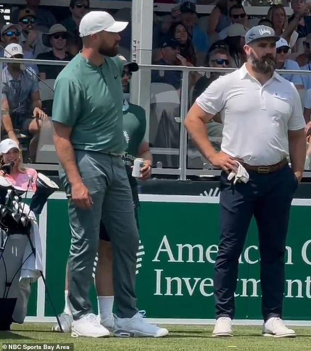 Travis Kelce bobbed his head as Taylor Swift played at a celebrity golf tournament