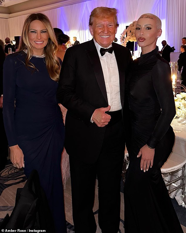 Amber's fans were outraged in May when she posted a photo of herself posing with Trump, 77, and his wife Melania, 54, at a black-tie event