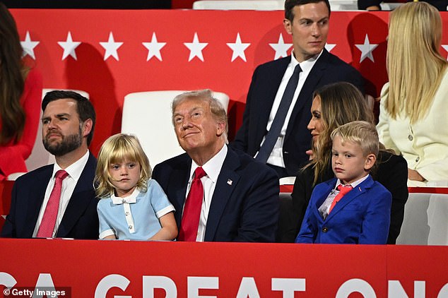 Donald Trump's youngest grandchildren, Carolina, 4, sat on his lap during her father Eric's speech