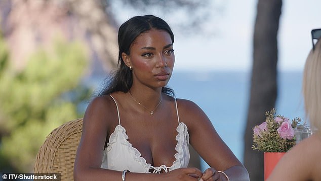 The feud continued in the Love Island villa, with the Casa Amor girls revealing everything the boys got up to while they were away (Uma is pictured chatting to Lucy)