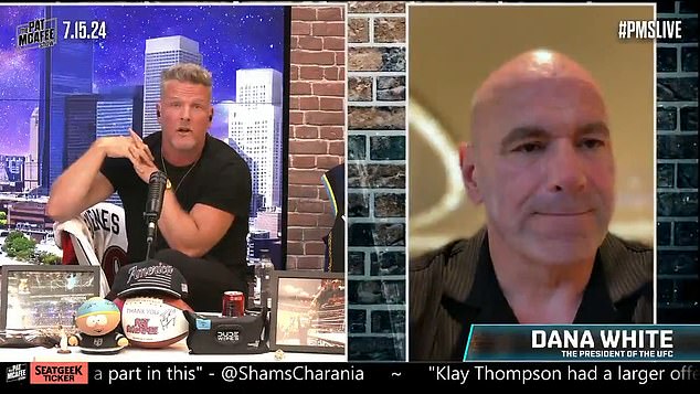 Dana White (right) spoke with Pat McAfee (left) about Donald Trump's toughness