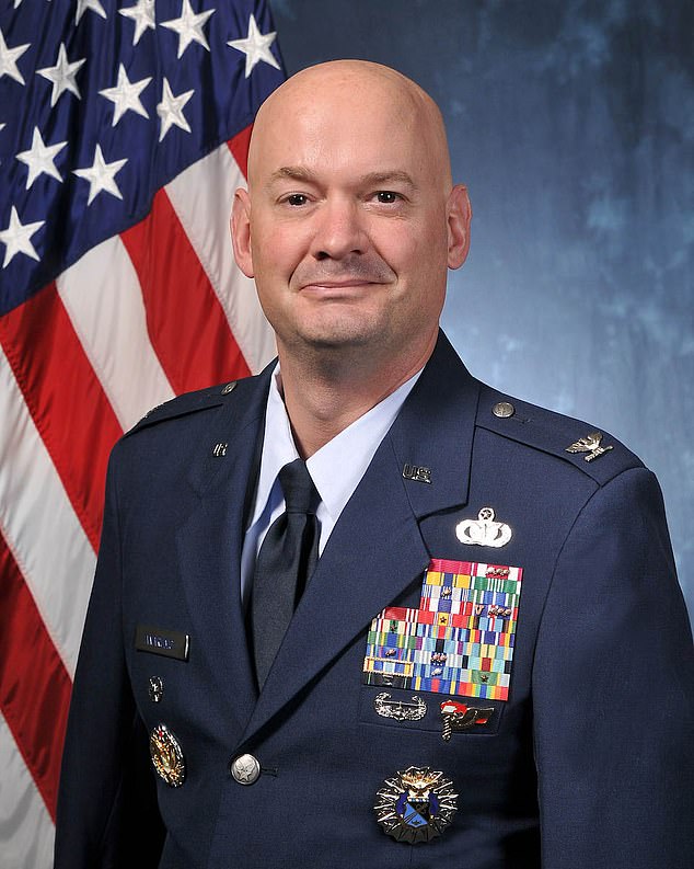 US Air Force Colonel Mark Anarumo, 54, (pictured) allegedly sexually harassed an employee at a military college where he was president, in part by making inappropriate claims about his sex life, according to court documents obtained by The Daily Mail. He allegedly told multiple people 