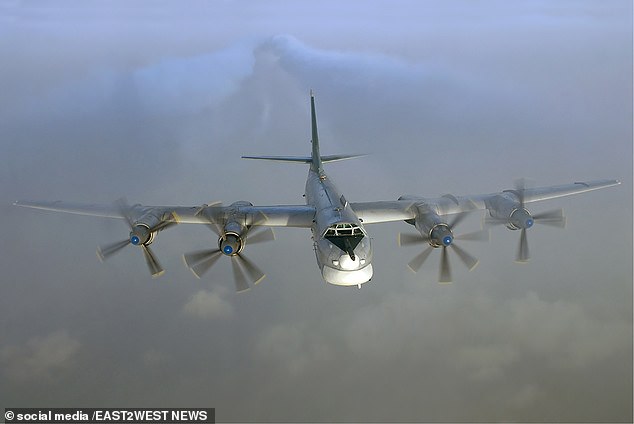 The Russian TU-95 'Bear' turboprop strategic bombers (file photo) and Chinese H-6 jet bombers were spotted by the North American Aerospace Defense Command