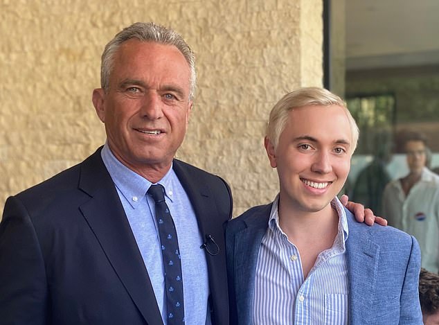 Independent presidential candidate Robert F. Kennedy Jr. (left) poses for his youngest campaign senior adviser Link Lauren (right), 25, who has become a major presence on political TikTok. Lauren was one of the groups tapped to help Kennedy find a running mate