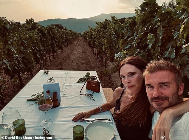 It comes after David and Victoria enjoyed a romantic meal together at a beautiful vineyard