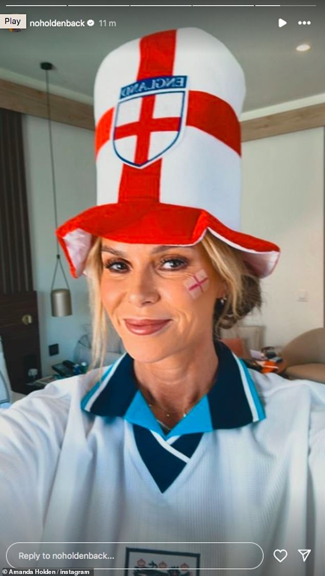 Meanwhile, Amanda Holden dressed to impress in full England gear