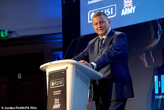 Ukraine's ambassador to the UK, General Valerii Zaluzhnyi (pictured today), warned that Britain must prepare for 