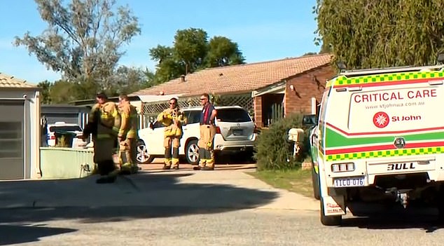 The couple were discovered by their teenage children who called 000 three times (pictured are emergency services on the scene)