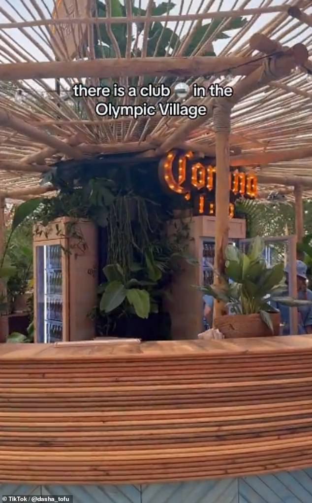 The Tiki bar played loud music to keep the mood going and athletes could get a variety of non-alcoholic drinks