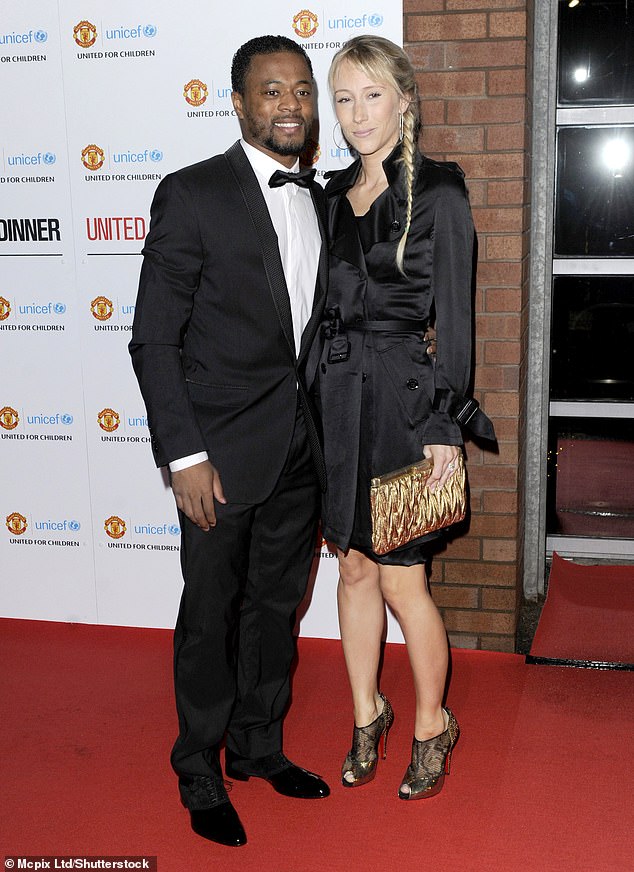 Patrice Evra has been sentenced to a 12-month suspended prison sentence after being found guilty of abandoning his family, including his wife Sandra (pictured).