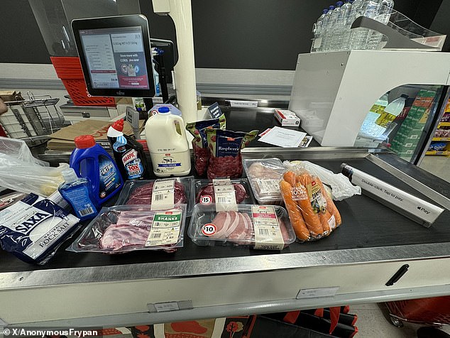 A customer shared a photo of the 14 items he bought at Coles on Sunday at X