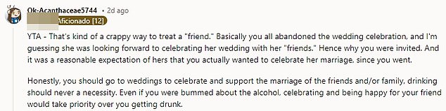 Woman slammed after leaving wedding to go to a BAR