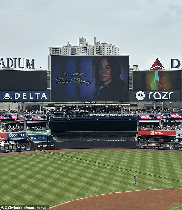 The Yankees paid their respects to Rachel Minaya before Monday's game against the Rays