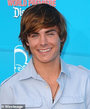 Zac Efron has referenced his shocking real-life jaw injury that caused his jaw to change shape in his new romantic comedy A Family Affair (pictured before the injury in 2007)