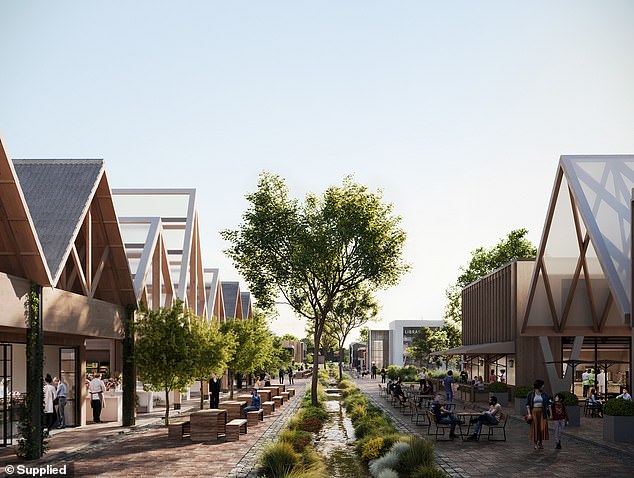 The Gifford Hill development will provide 17,100 homes for an estimated 44,000 residents (pictured is an impression of Gifford Hill High Street)