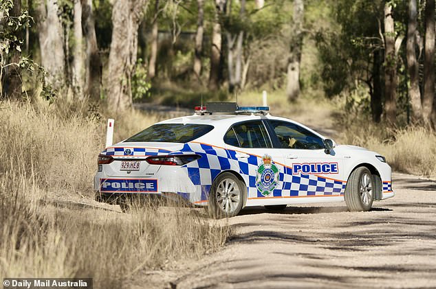 A police vehicle is seen on the estate on Thursday morning