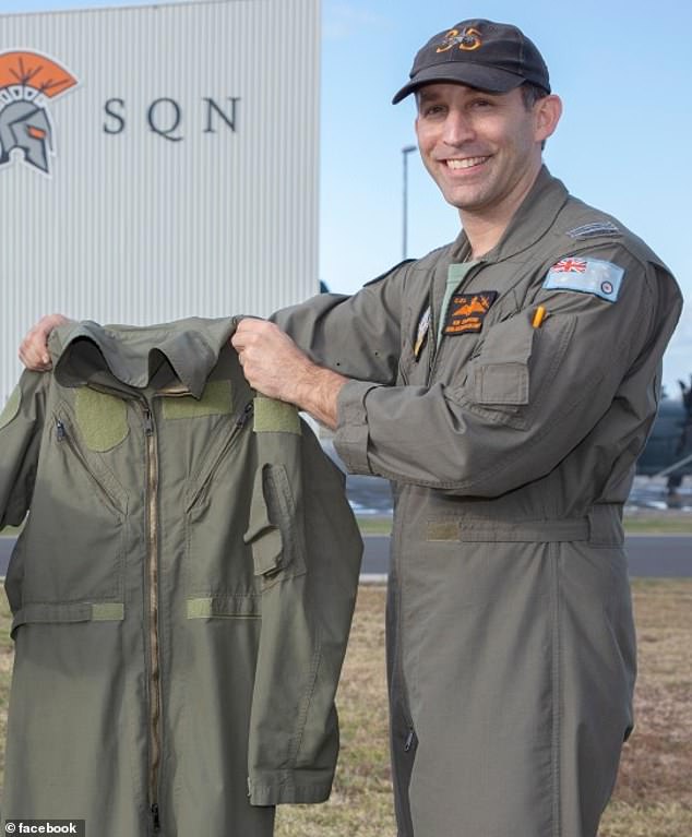 Husband Robert Crawford (pictured) is a squadron commander - a senior position and the equivalent of a major in the army - operating from the Royal Australian Airforce Amberley Base