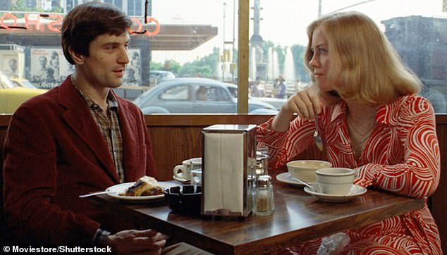 She is pictured opposite Robert De Niro in the 1976 classic Taxi Driver, directed by Martin Scorsese and also starring Harvey Keitel and Jodie Foster.