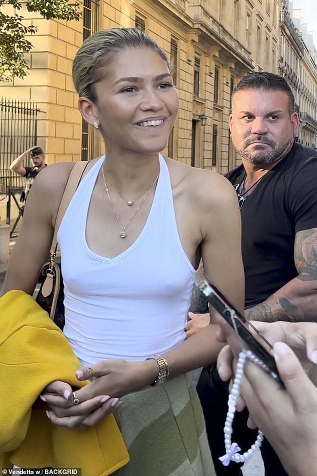 The Spiderman star beamed as she met fans and signed autographs outside the luxurious five-star hotel