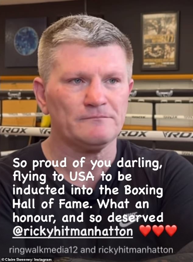 Claire proved herself to be Ricky's biggest supporter as she proudly shared how proud she was of the athlete after it was announced he had earned his place in the Boxing Hall of Fame.