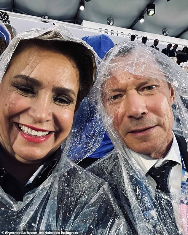 Luxembourg royals Grand Duchess Maria Teresa and Grand Duke Henri posted a cute selfie from the opening ceremony, where they didn't let the rain spoil their mood