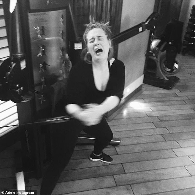 During one of her Weekends with Adele Las Vegas shows, she shared the following: 'I'm back in the gym, doing two or three sessions a day.