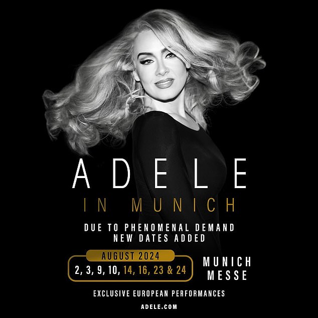 Adele In Munich, Adele's second concert residency and first European show since 2016, starts on August 2 and ends on August 31.