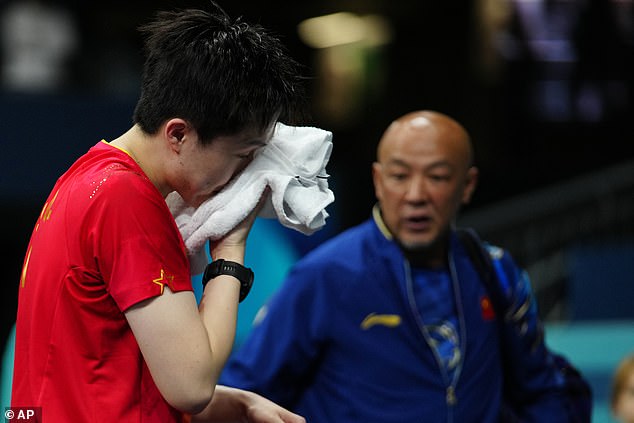 The defeated Chinese star then lost his singles match to Sweden's Truls Moregard