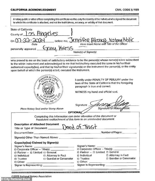 According to property records, the purchase and mortgage were made through a trust established on July 11 by Affleck's longtime business manager Gary Kress