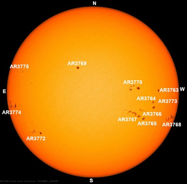 The Sun has been experiencing a high level of activity over the past week, as there are 12 active sunspots, cooler areas on the Sun's surface caused by massive changes in our star's magnetic field, which are pointed toward Earth.