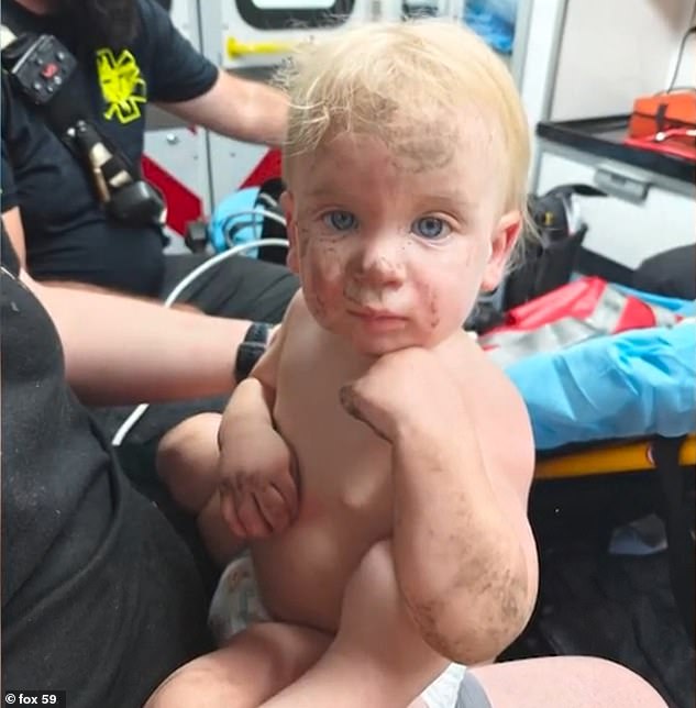 The boy, named Bentley, was rescued from the narrow 3 to 3.5 meter deep hole after more than 20 minutes