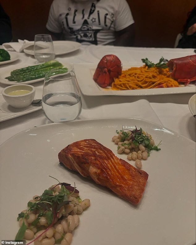 In that same post, she shared a photo of her meal, which consisted of salmon and beans