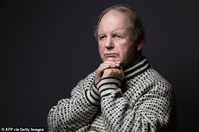 British writer Michael Morpurgo poses during a photo shoot in Paris on January 29, 2024