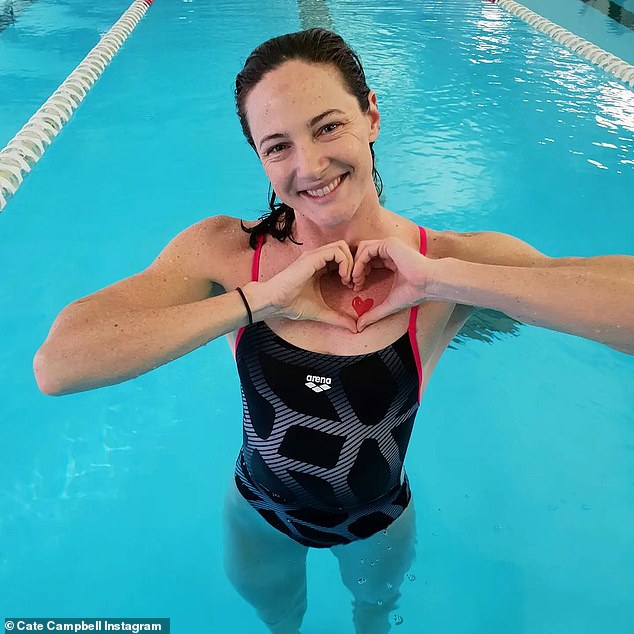 Campbell (pictured) hopes Cam McEvoy can become the first Australian to win gold in Paris when he swims the 50m freestyle final on Saturday morning