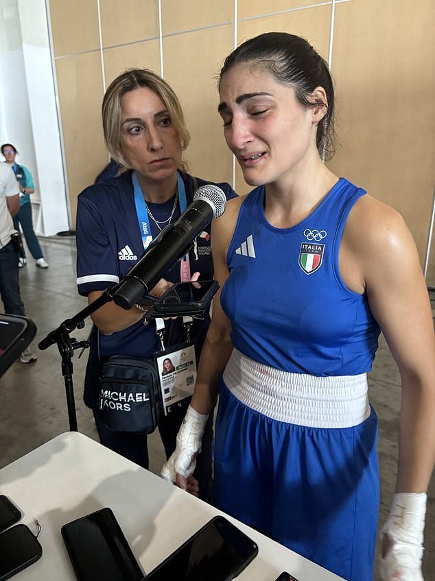 Carini was in tears after the match and probably had a broken nose from the heavy blows she received in her fight against Khelif.