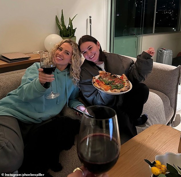 Phoebe has been supported during this difficult time by her friends, who posted photos of them together on her Instagram late on Thursday night (she is pictured with Stella Faye)