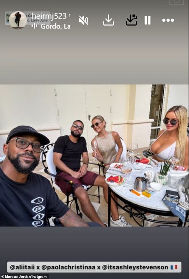 Stevenson also took to her Instagram Story and shared the photo Marcus shared of them sharing a meal with the other couple