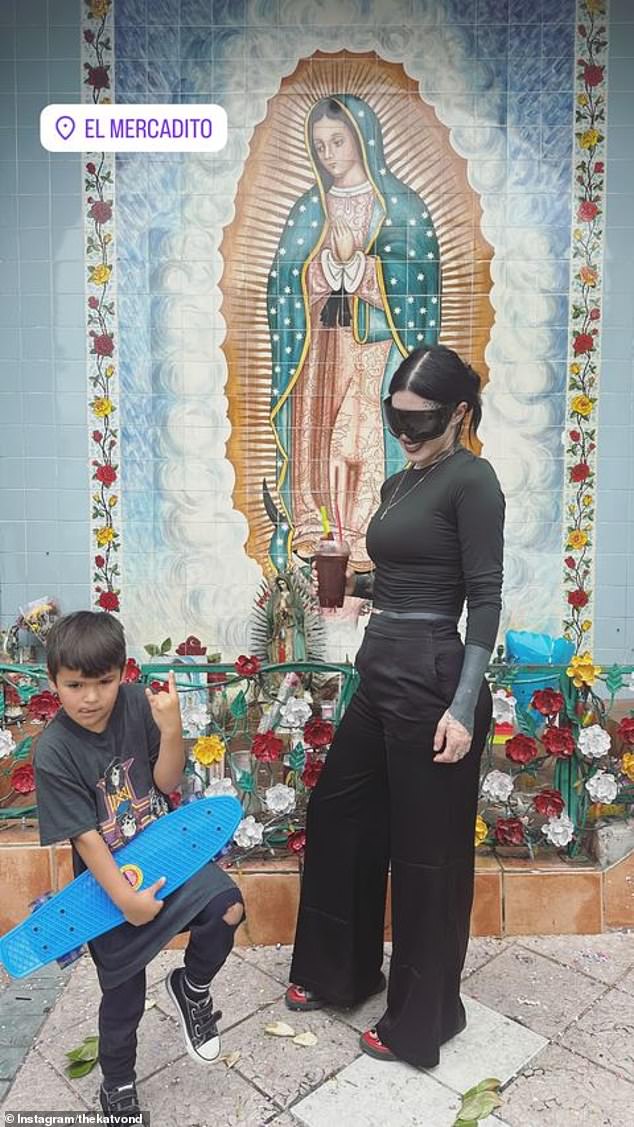 In another photo, she posed with Leafar. The photos were taken at El Mercadito, a market that offers a mix of shopping, dining and entertainment with a Mexican cultural influence.