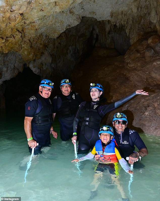 Another photo showed them exploring water caves with Leafar